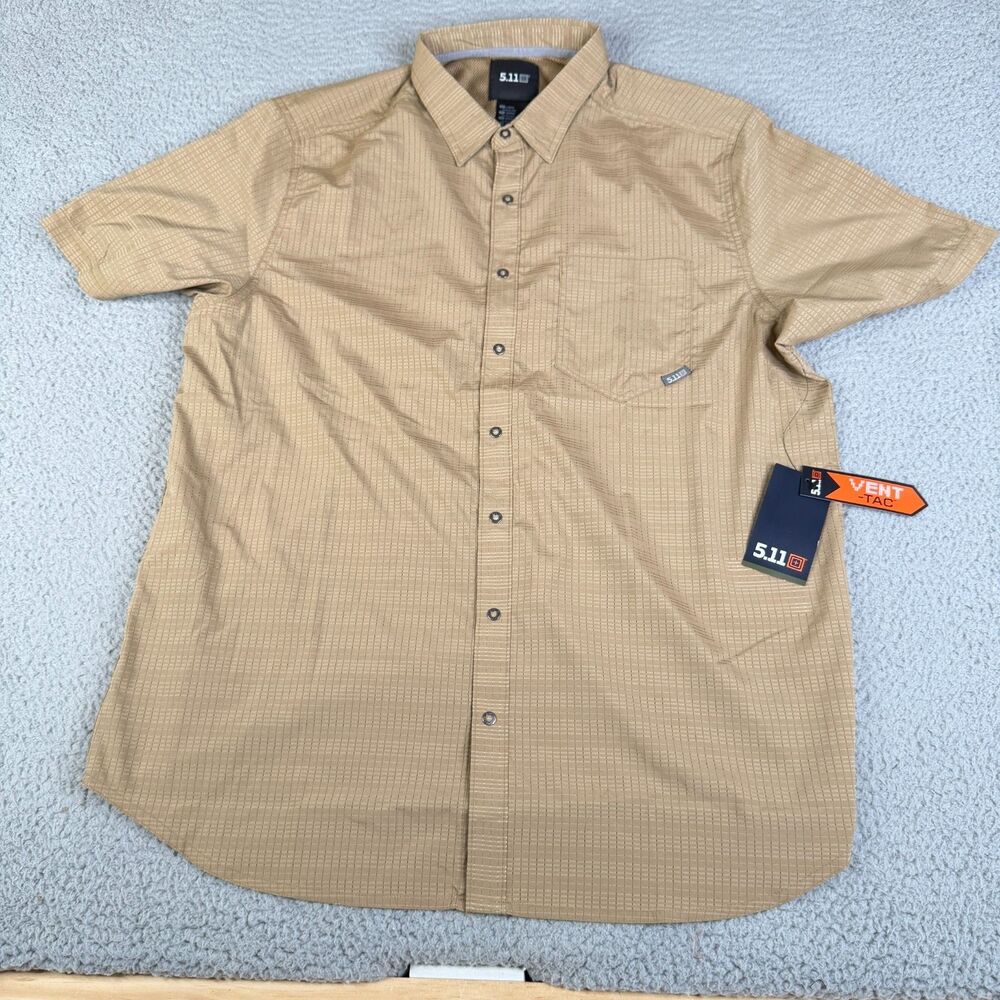 5.11 TACTICAL Shirt Mens Large Khaki Aerial Snap Short Sleeve Vent Tac 71378